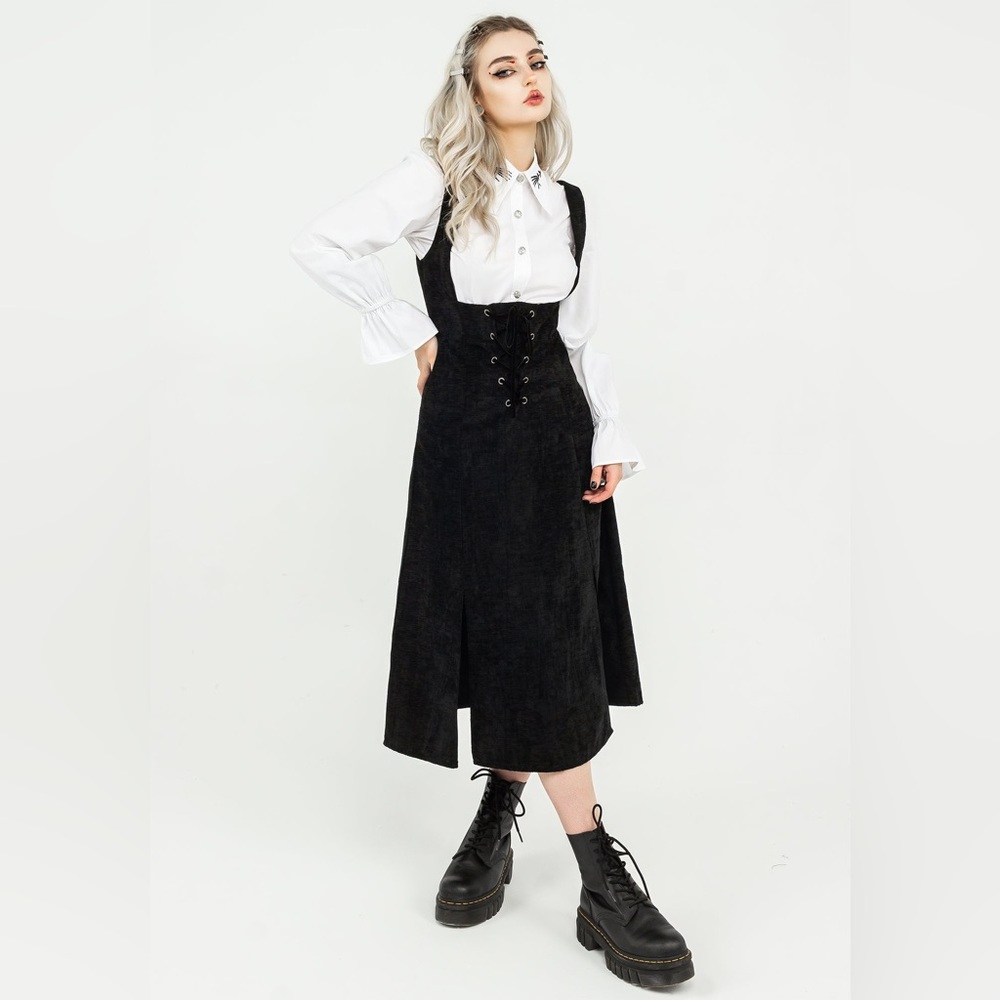 Disturbia Valar Lace Up Midi Pinafore Dress
